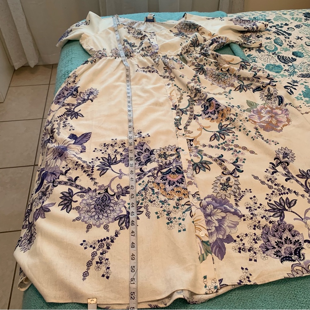 NWT Calypso St. Barth Linen blend  printed maxi belted dress size L - Picture 10 of 13